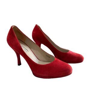 Via Spiga women's‎ red suede round toe pump heels size 8.5